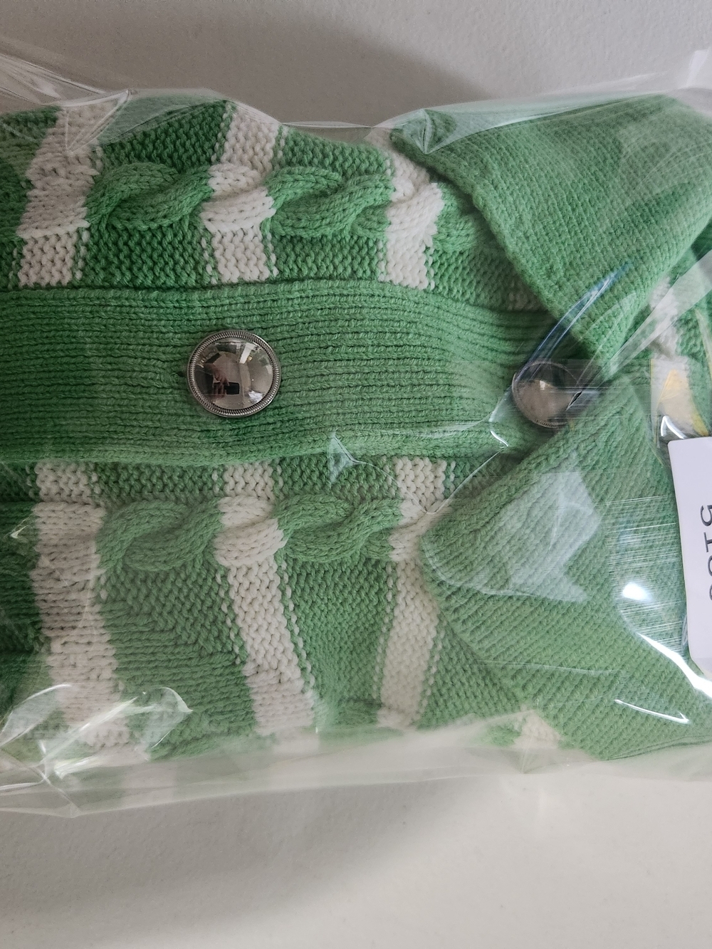 Talbots Green and White Striped Button-Up Cardigan - Picture 7 of 8